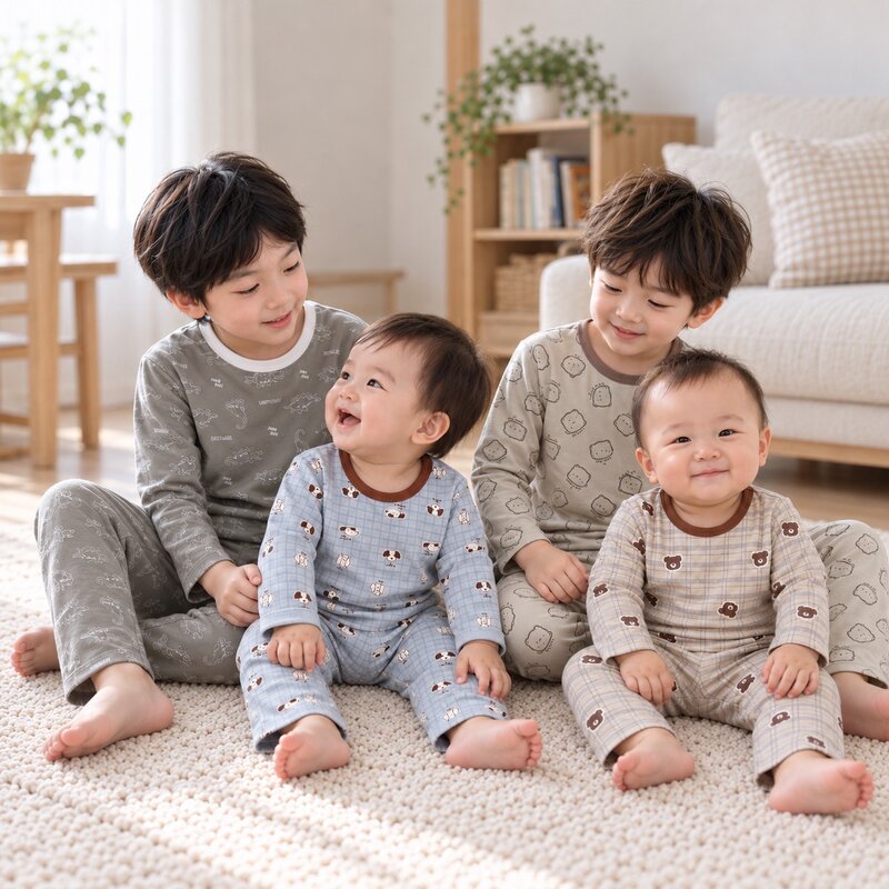 BOY多款動物印花棉質長袖居家套裝—Baby.兒童款