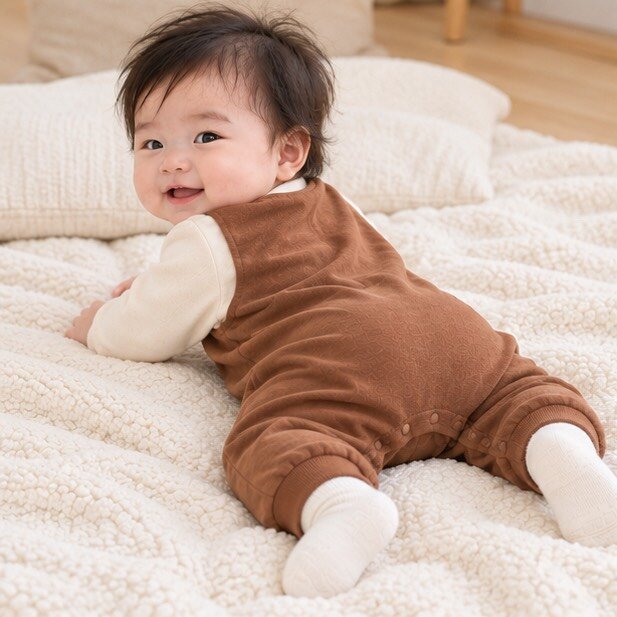 立體熊耳假兩件造型連身爬服 圖片 4